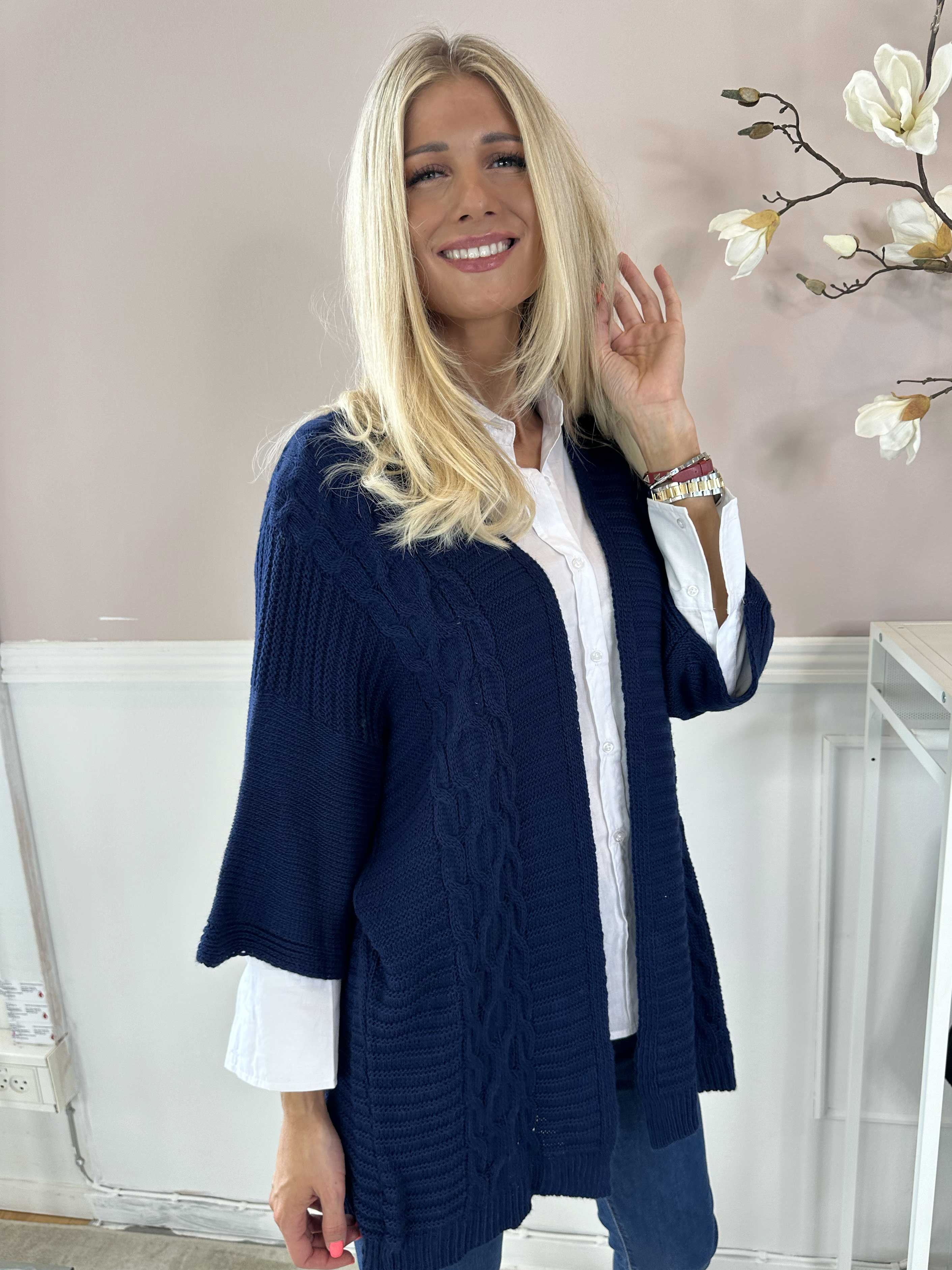 Avalon - Strikcardigan med korte ærmer